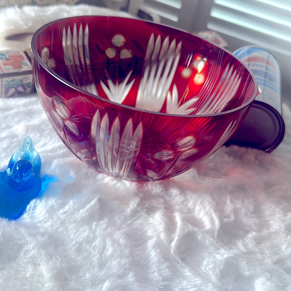 Badash Crystal Red Cut-to-Clear BowlSoviet Era - 6.5"
